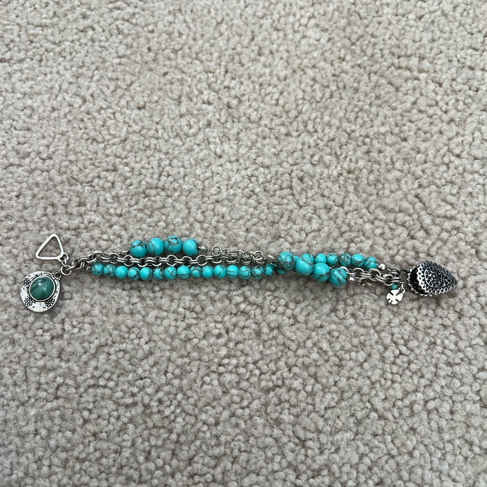 Lucky Brand Faux Turquoise and Silver Bracelet - Picture 2 of 7